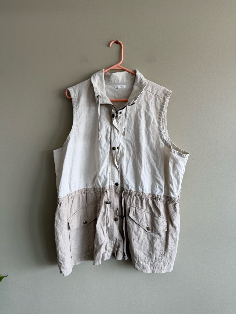 Maurices Neutral Linen Blend Vest Cream and Tan